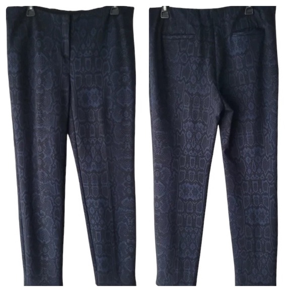 Alfani - Women’s Snake Print Ponte Pant | Sz 8P - Black/Blue - Picture 1 of 16